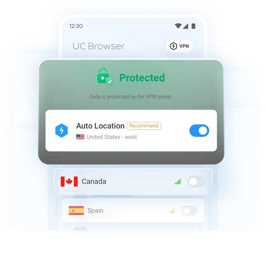 UC浏览器VPN隐私保护界面